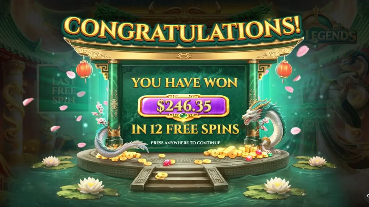Tampilan visual slot Jade Legends dengan tema naga dan elemen Asia yang megah